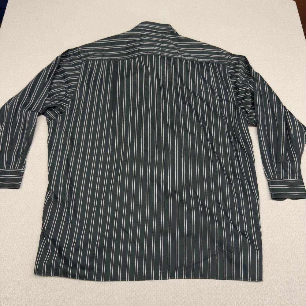 Ermenegildo Zegna Shirt Mens 2XB Black Striped Cotton Long Sleeve Button Down - Picture 2 of 7